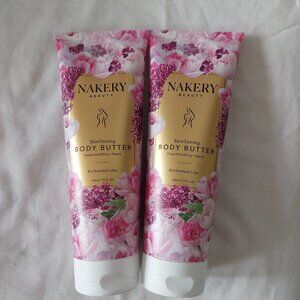 2 Nakery Beauty Skin Toning Body Butter crepe smoothing ENCHANTED LILAC 10 oz